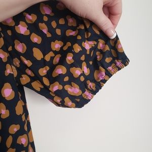 New J. Crew Navy & Pink Leopard Boatneck Blouse